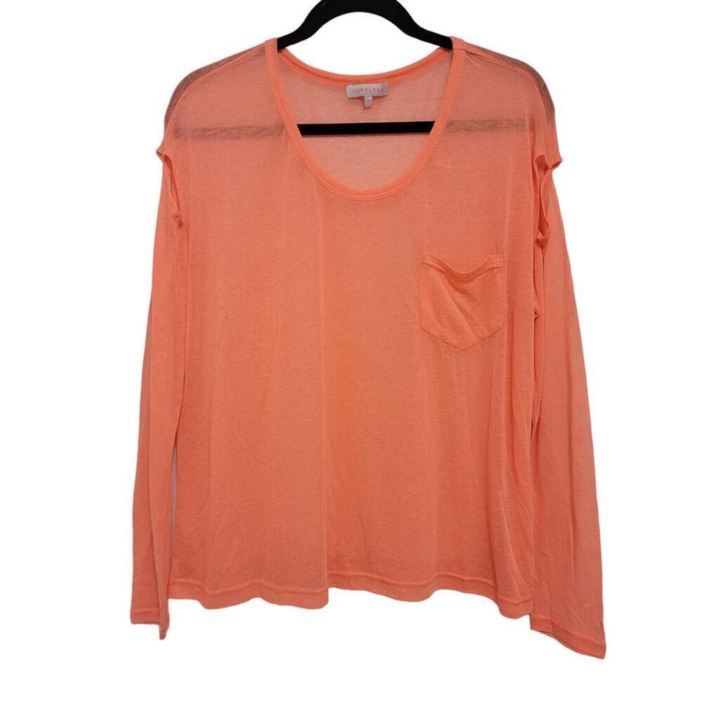 Nameless Sheer Knit Long Sleeve Tee Orange Pink Size L